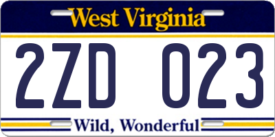 WV license plate 2ZD023