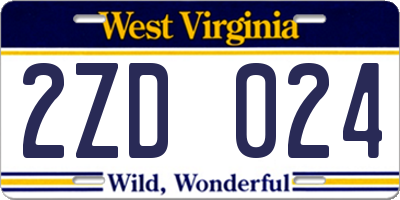 WV license plate 2ZD024