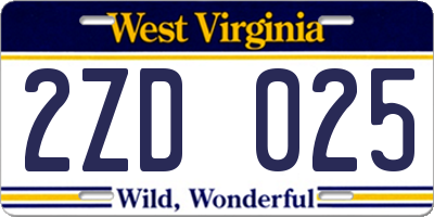 WV license plate 2ZD025