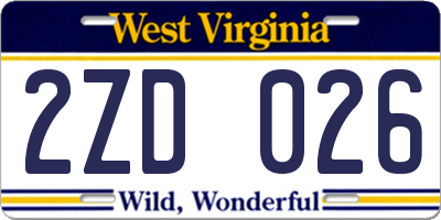WV license plate 2ZD026