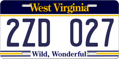 WV license plate 2ZD027