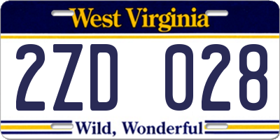 WV license plate 2ZD028