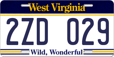 WV license plate 2ZD029