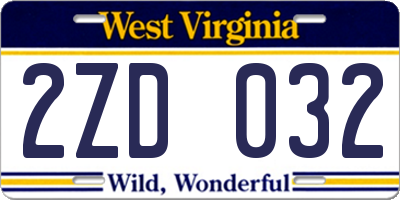 WV license plate 2ZD032