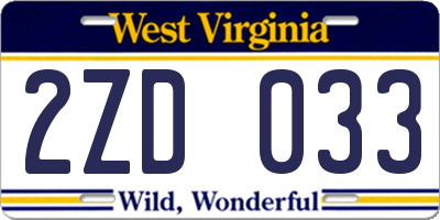 WV license plate 2ZD033