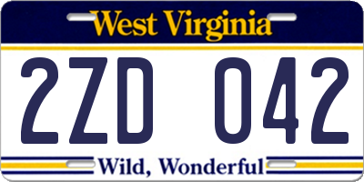 WV license plate 2ZD042