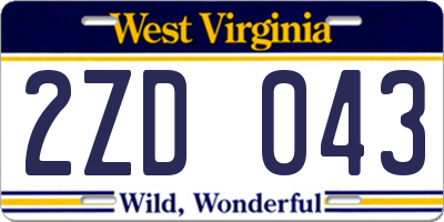 WV license plate 2ZD043