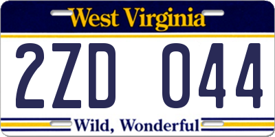 WV license plate 2ZD044