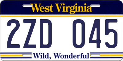 WV license plate 2ZD045