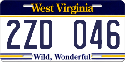 WV license plate 2ZD046