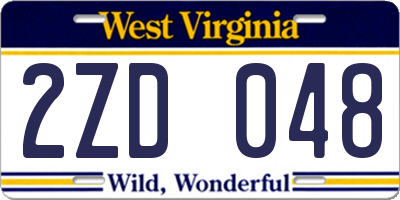 WV license plate 2ZD048