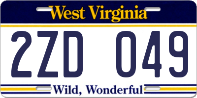 WV license plate 2ZD049