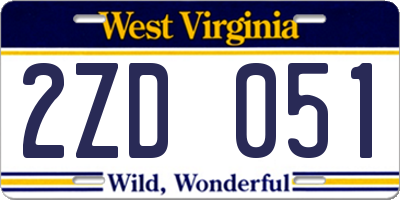 WV license plate 2ZD051