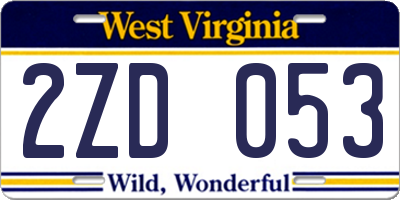WV license plate 2ZD053