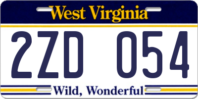 WV license plate 2ZD054