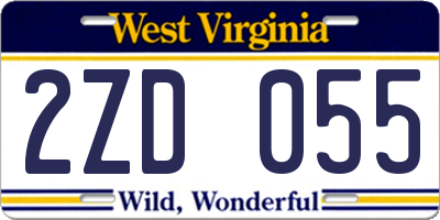 WV license plate 2ZD055