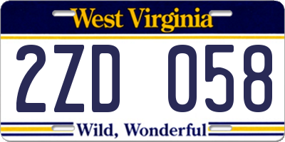 WV license plate 2ZD058