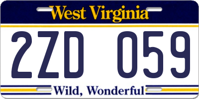WV license plate 2ZD059