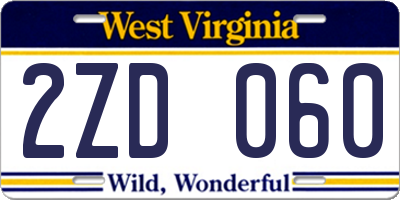 WV license plate 2ZD060