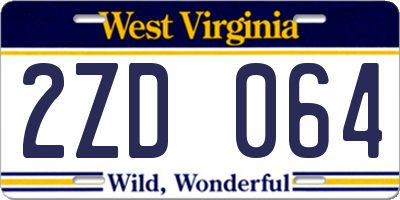 WV license plate 2ZD064