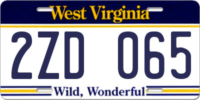 WV license plate 2ZD065