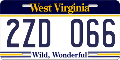 WV license plate 2ZD066