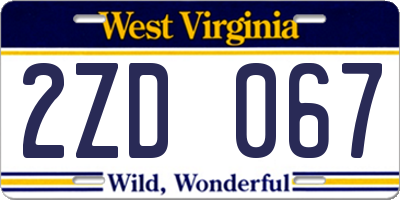 WV license plate 2ZD067