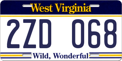 WV license plate 2ZD068