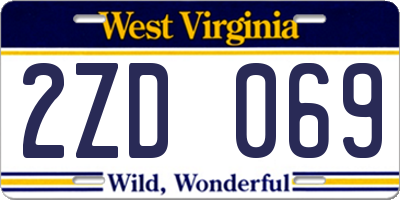 WV license plate 2ZD069