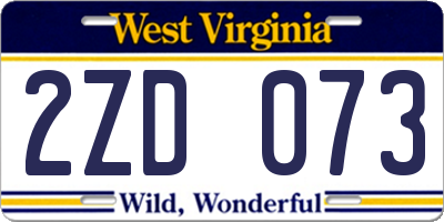 WV license plate 2ZD073