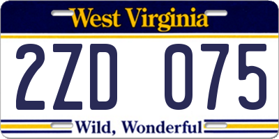 WV license plate 2ZD075