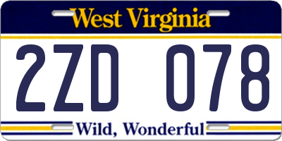 WV license plate 2ZD078