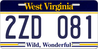 WV license plate 2ZD081