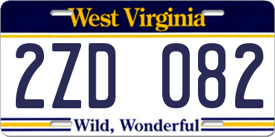 WV license plate 2ZD082