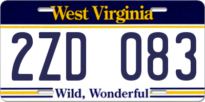 WV license plate 2ZD083