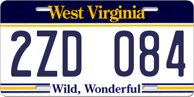 WV license plate 2ZD084