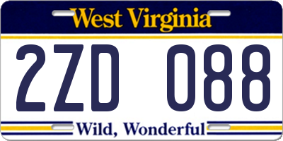 WV license plate 2ZD088