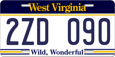 WV license plate 2ZD090