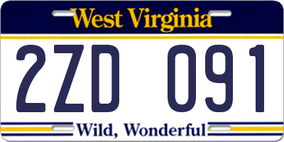WV license plate 2ZD091