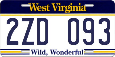 WV license plate 2ZD093