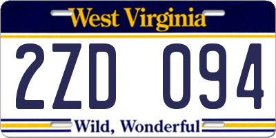 WV license plate 2ZD094
