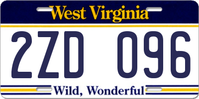 WV license plate 2ZD096