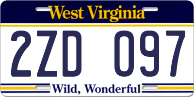 WV license plate 2ZD097