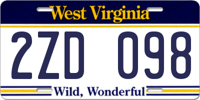 WV license plate 2ZD098