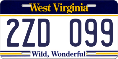 WV license plate 2ZD099
