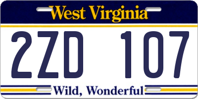 WV license plate 2ZD107