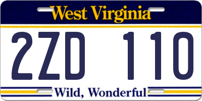 WV license plate 2ZD110