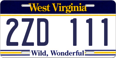 WV license plate 2ZD111