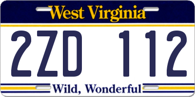 WV license plate 2ZD112