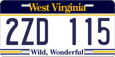 WV license plate 2ZD115